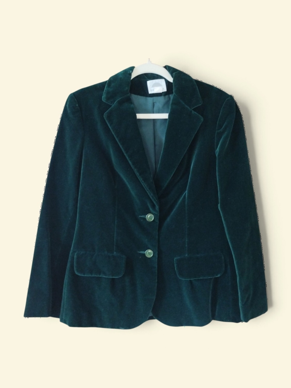 Vintage 90s Y2K Velvet Tailored Blazer Jacket - Deep Green
